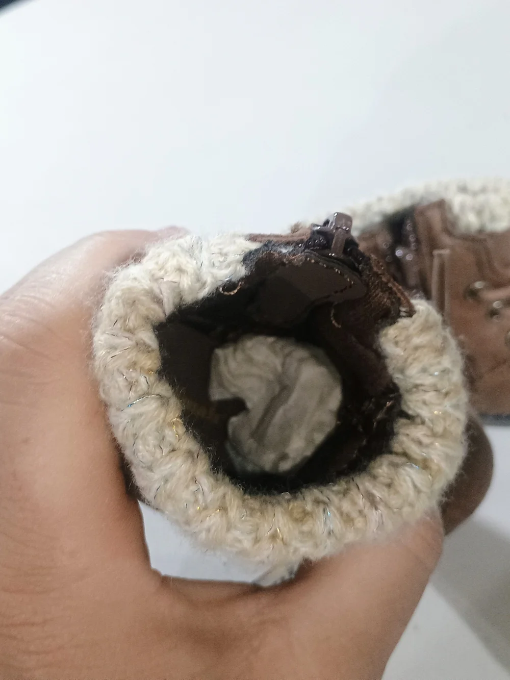 Garanimals Brown Faux-Suede Infant Boots with Cream Sherpa Collar
